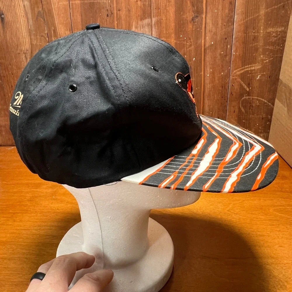 Vintage Baltimore Orioles Miller Draft Beer 90s Snap Back Cap Hat Zebra Print